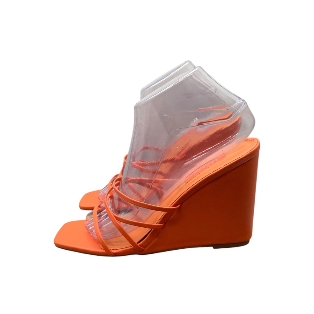 Topshop Orange Strappy Square Toe Wedge Sandals US 8 UK 6 EU 39 114610246 - Picture 2 of 8